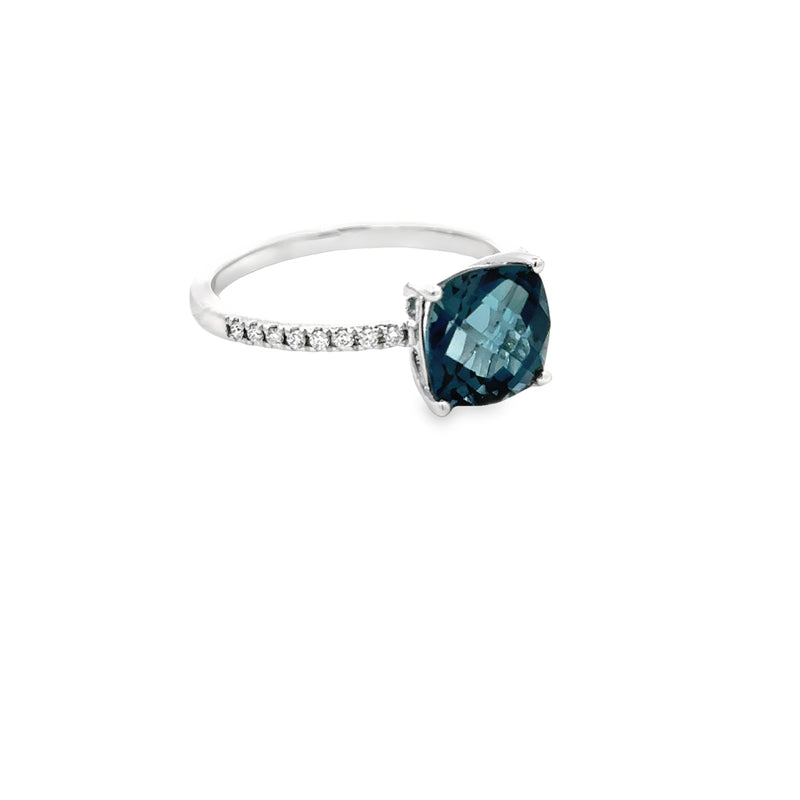 London Blue Ring with Diamonds