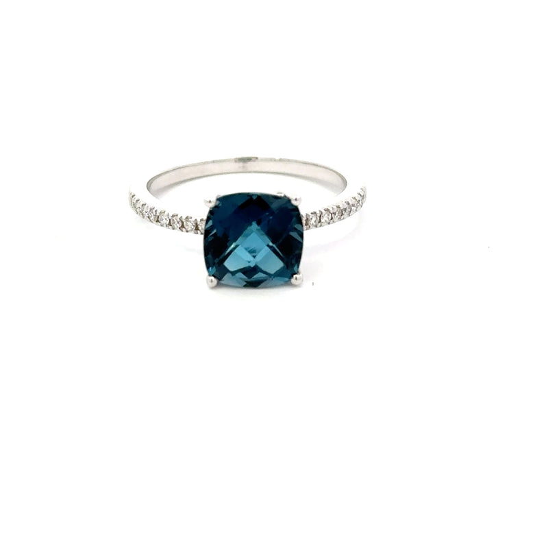 London Blue Ring with Diamonds