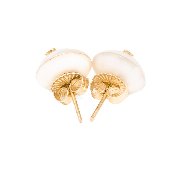 Pearl Earrings with Embedded Diamonds