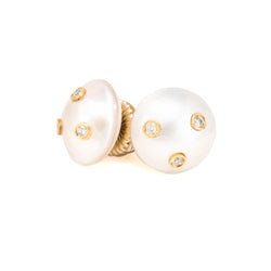 Pearl Earrings with Embedded Diamonds