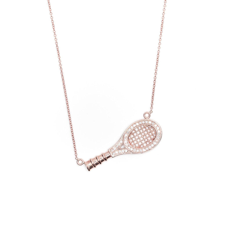rose gold queen of the court paume racquet necklace 