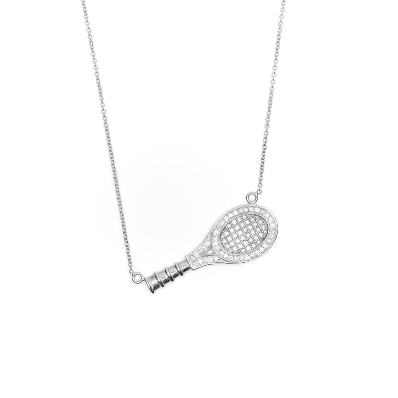 white gold queen of the court paume racquet necklace 